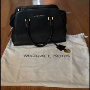 Michael Kors Md Black Saffiano Satchel